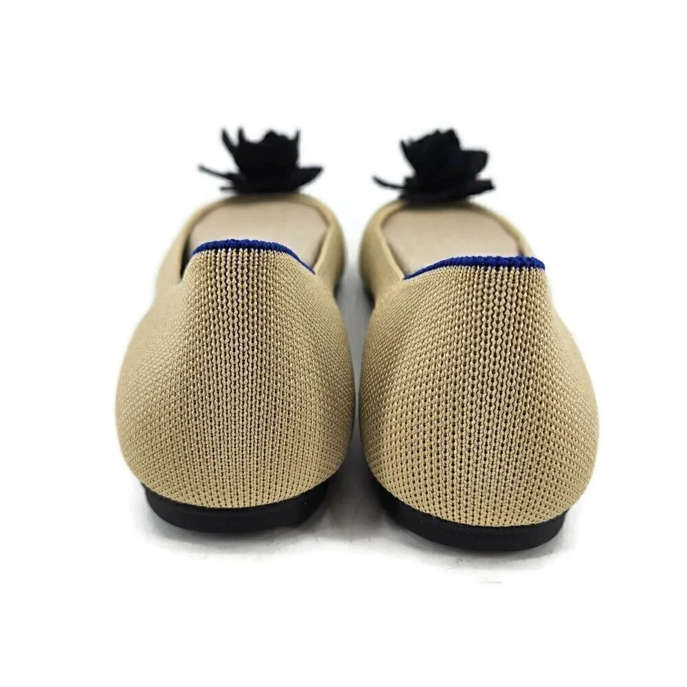 New Rothys The Petal Square Womens 9.5 Sand Soiree Flats